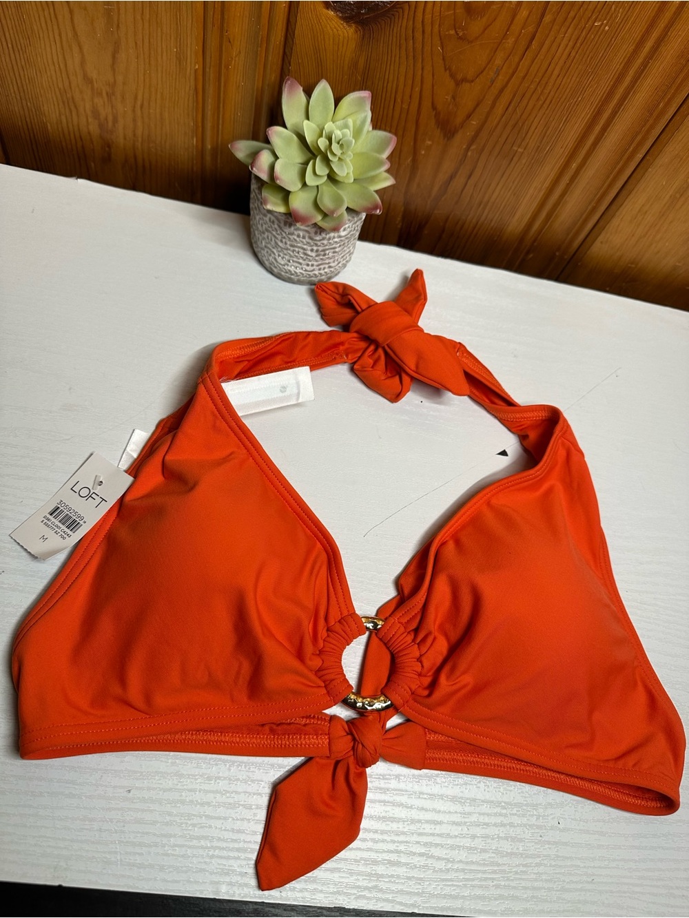 LOFT Orange Halter Bikini Top